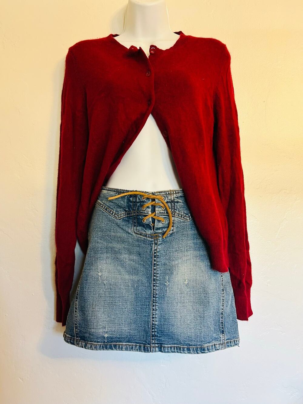 Rampage denim mini lace up skirt